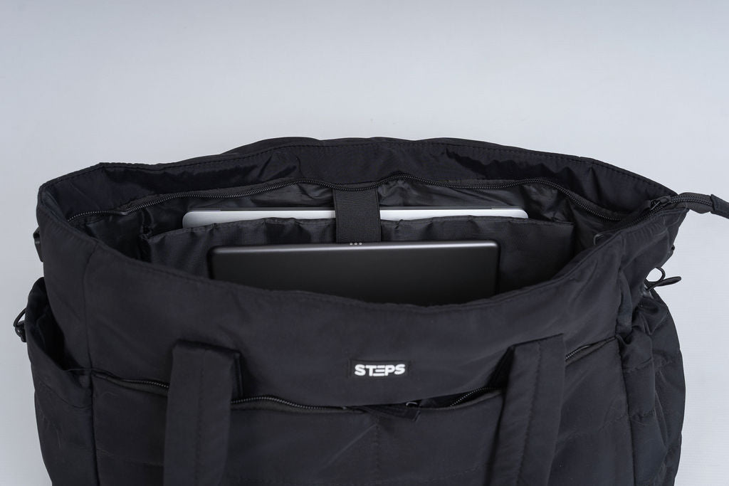 Quilted Tote Bag - Black