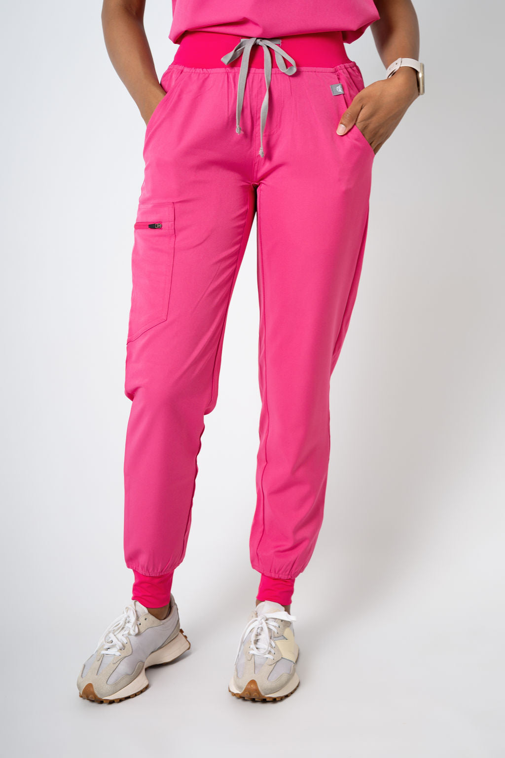 Fuschia EARTHx Ella Three-Pocket Scrub Top and Eva Jogger Set