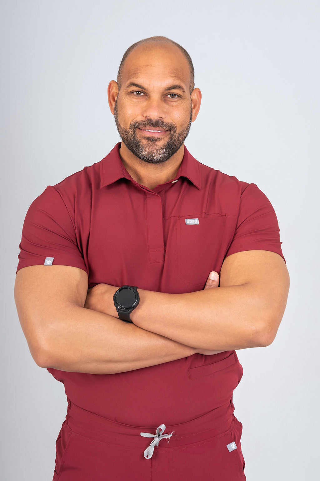Maroon Matteo Three-Pocket Scrub Top and Neo Jogger Set