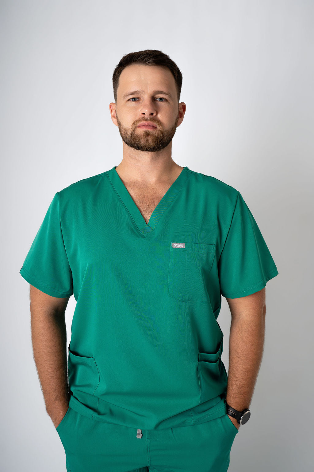 Foliage Alex Three-Pocket Scrub Top and Leo Jogger Set
