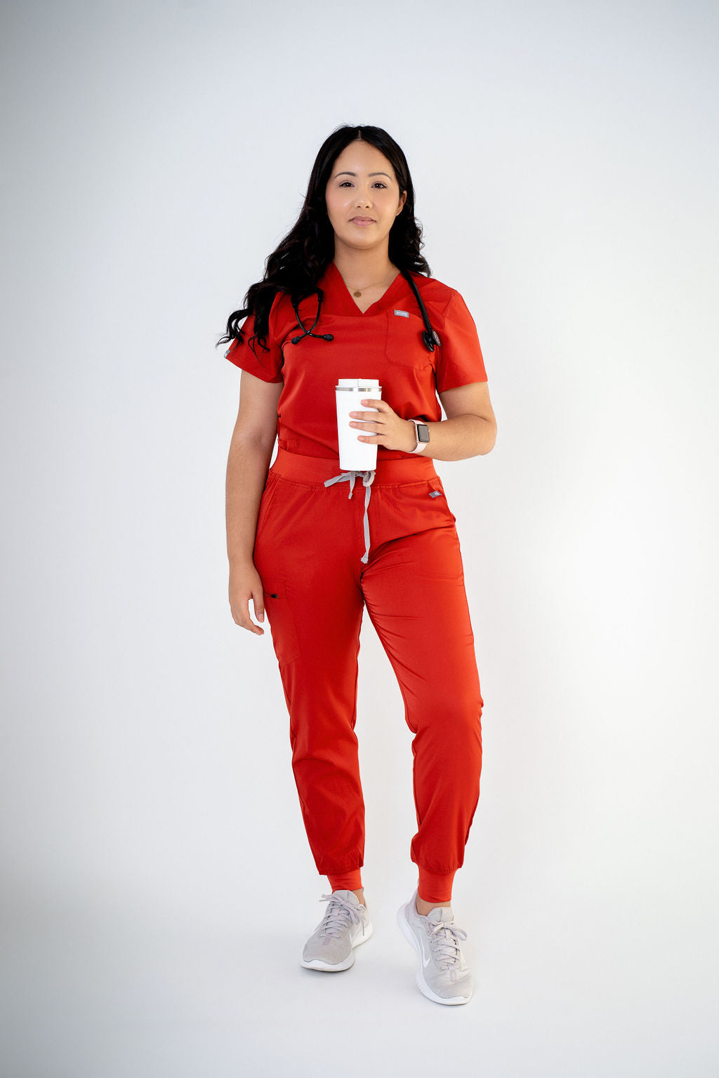 Auburn Ella Three-Pocket Scrub Top and Eva Jogger Set