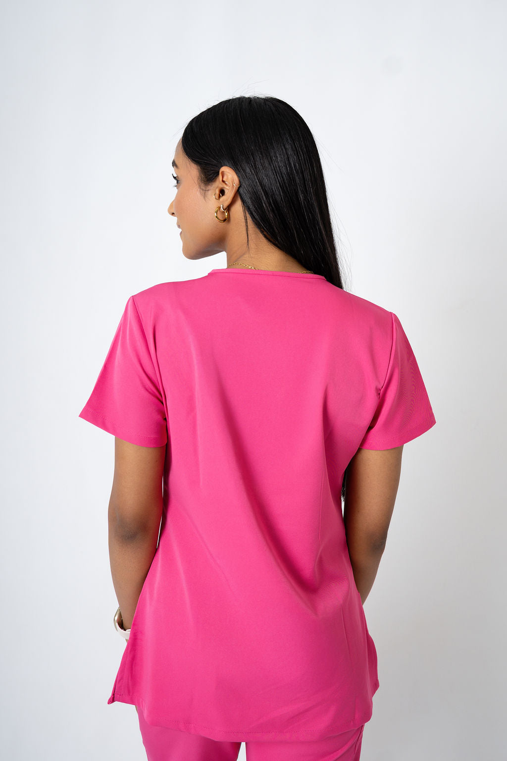 Fuschia EARTHx Ella Three-Pocket Scrub Top and Eva Jogger Set