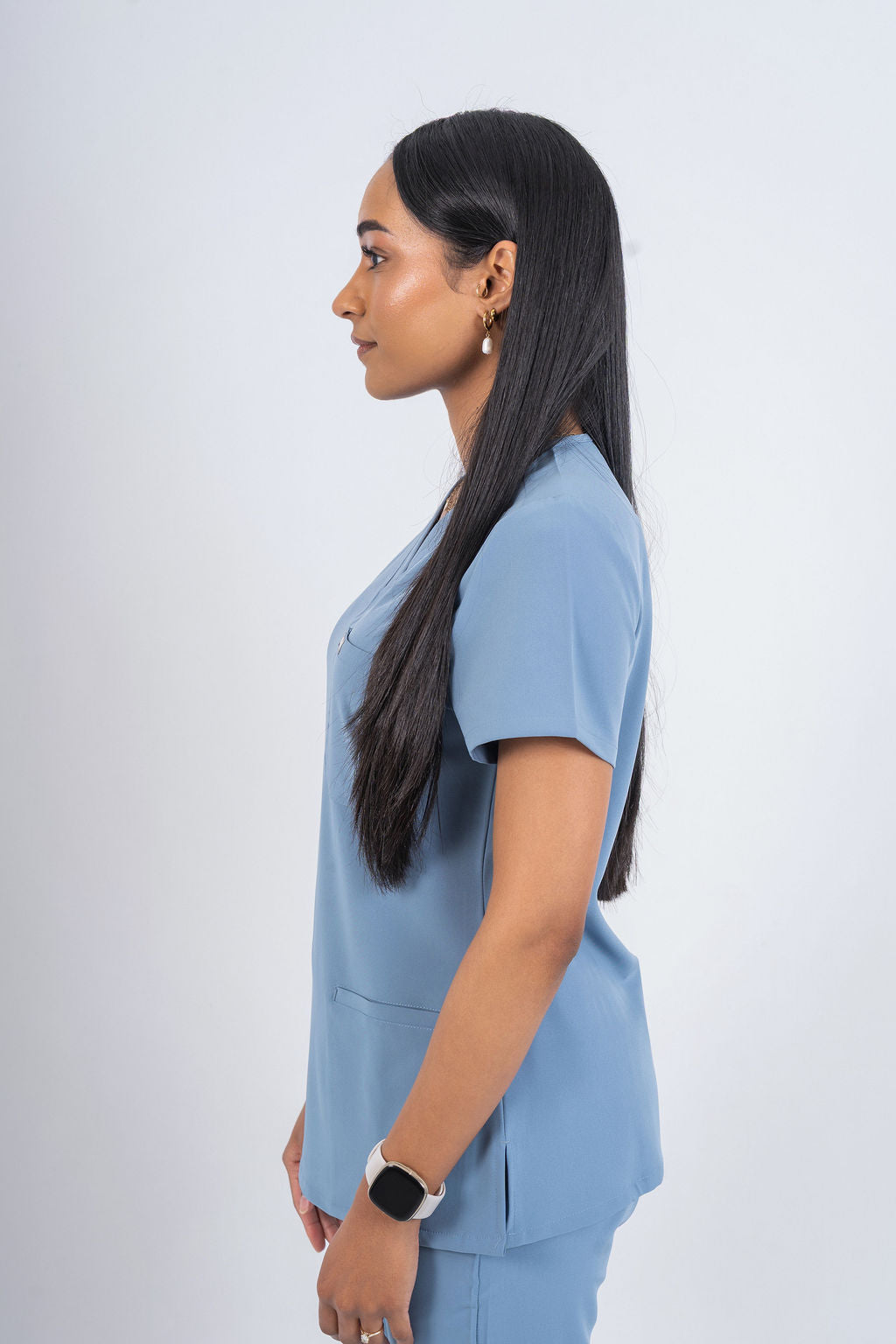 Steel Blue Amara Three-Pocket Scrub Top and Lara Jogger Set
