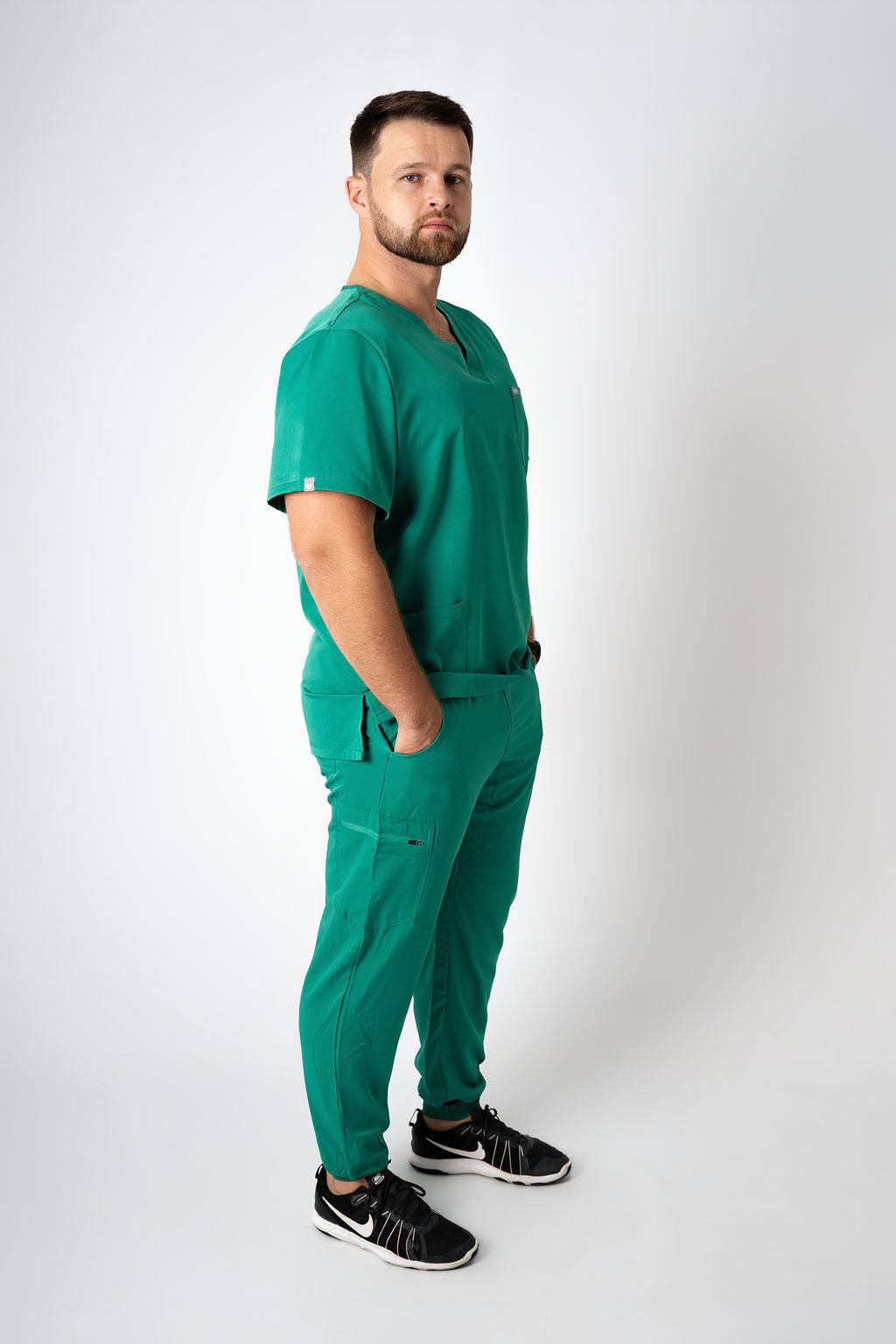 Foliage Alex Three-Pocket Scrub Top and Leo Jogger Set
