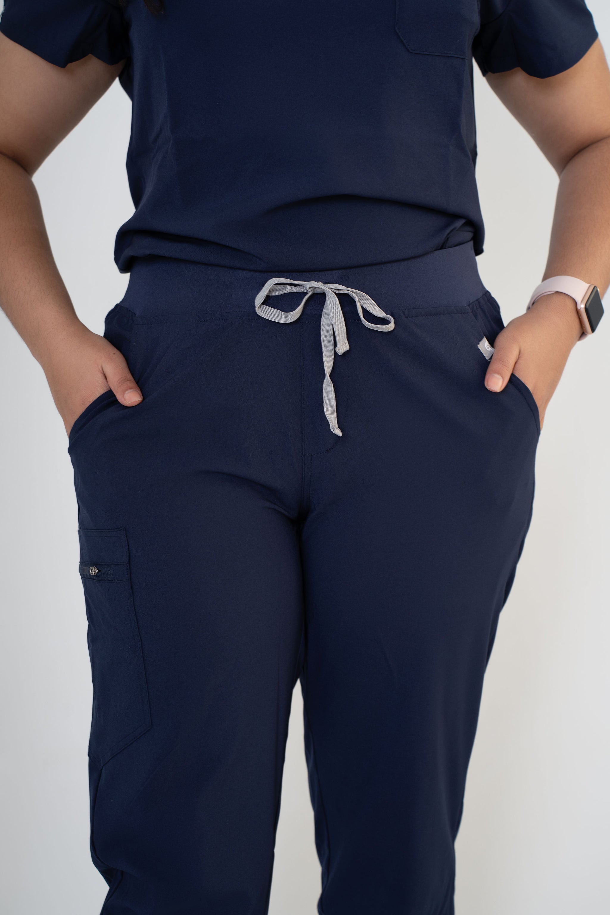 Midnight Navy Ella Three-Pocket Scrub Top and Eva Jogger Set