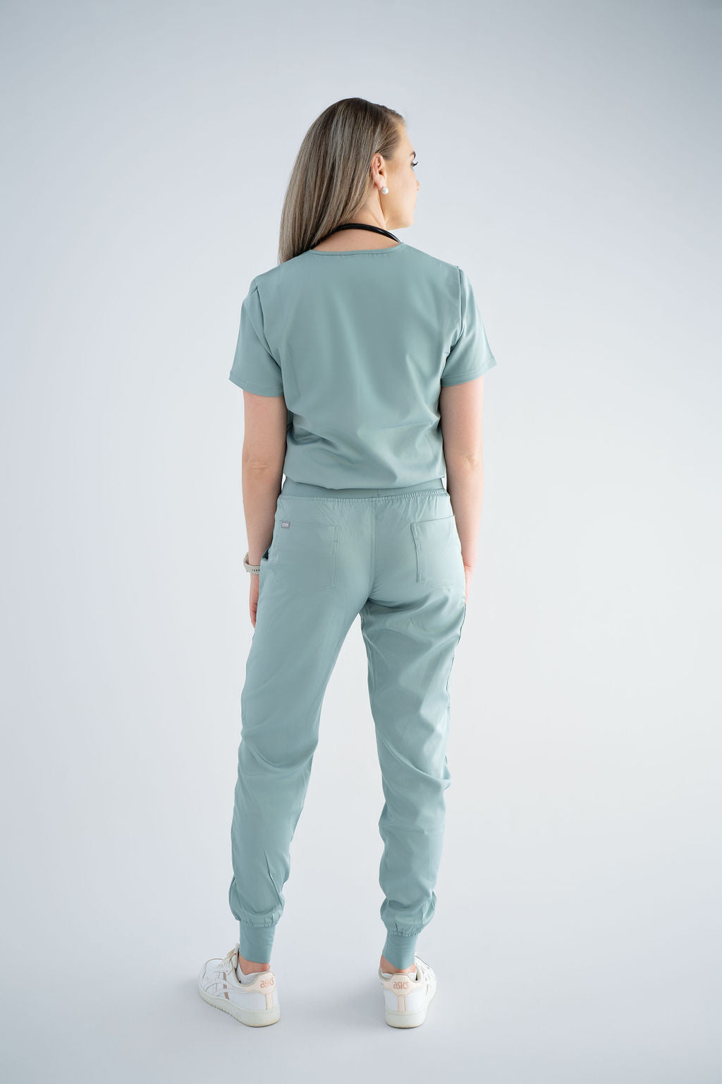 Ocean Mist Ella Three-Pocket Scrub Top and Eva Jogger Set