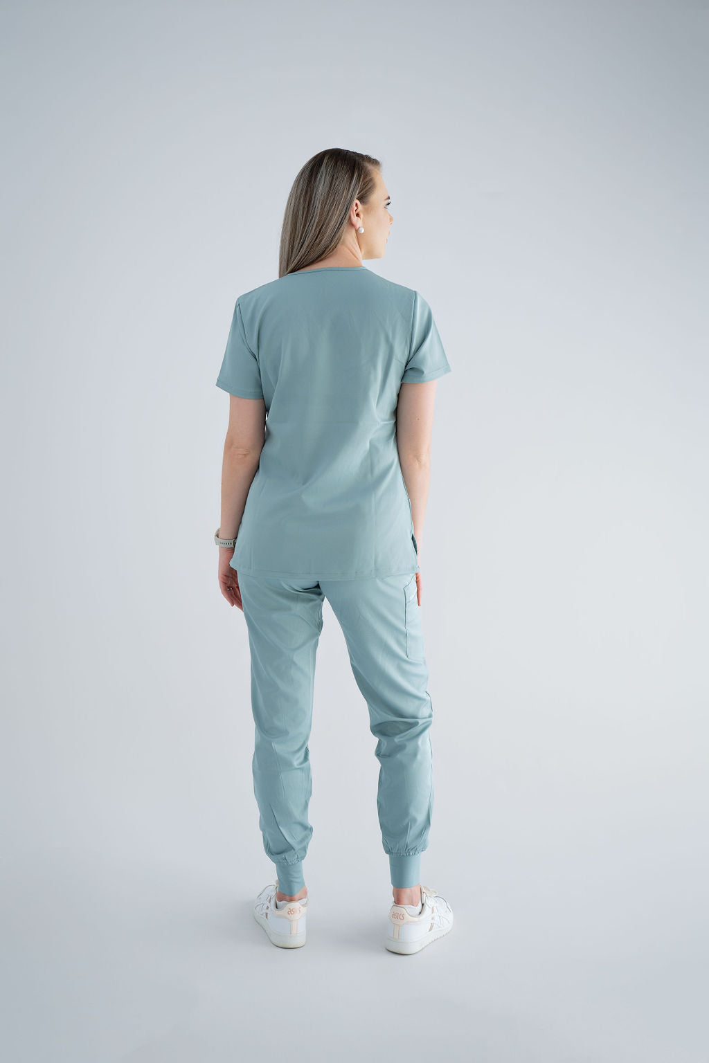 Ocean Mist Ella Three-Pocket Scrub Top and Eva Jogger Set