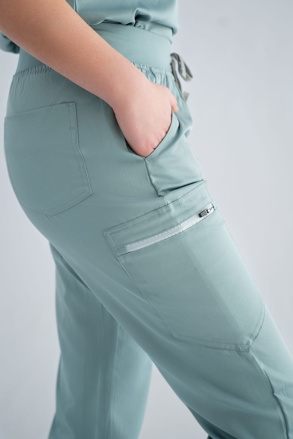 Ocean Mist Ella Three-Pocket Scrub Top and Eva Jogger Set