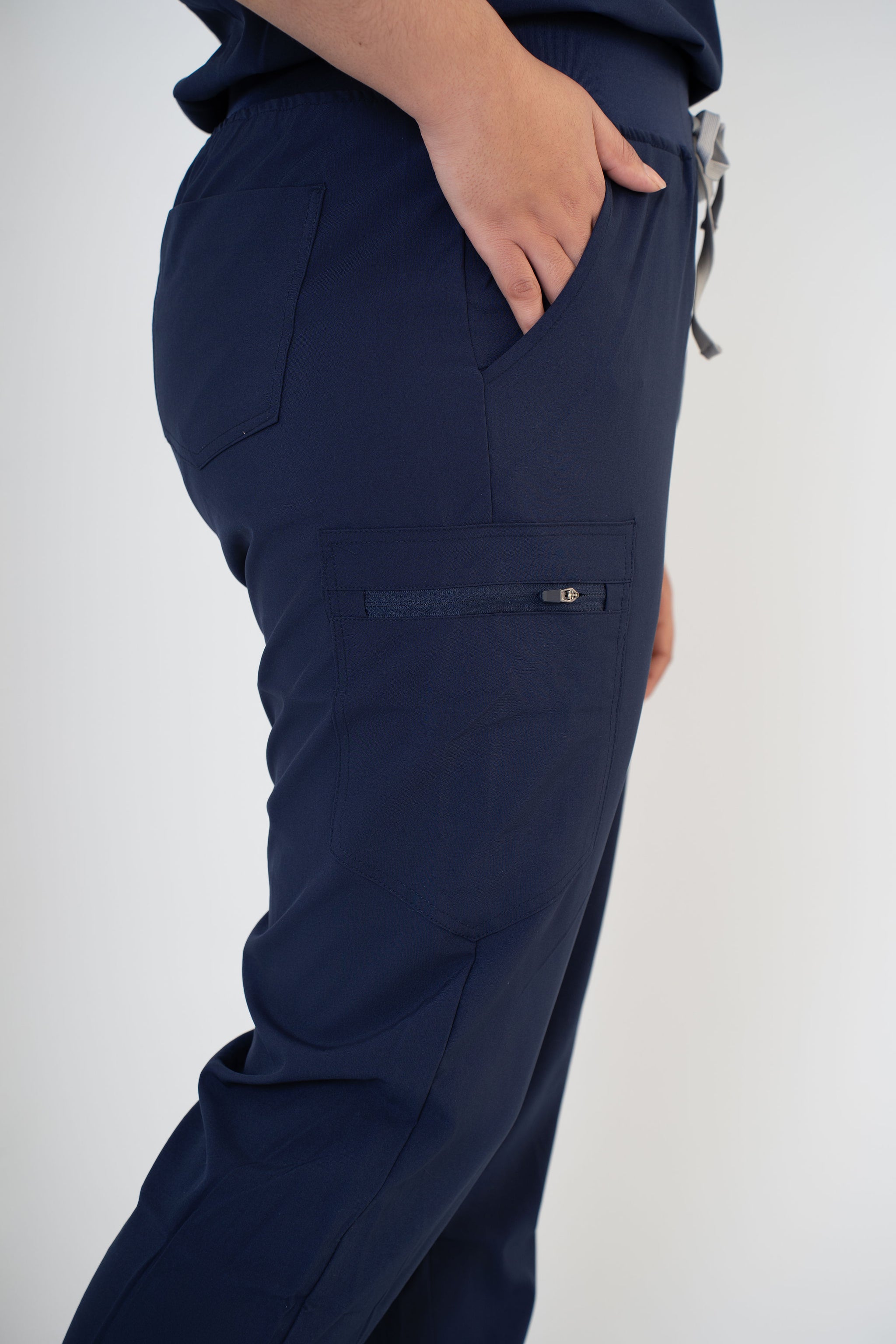 Midnight Navy Ella Three-Pocket Scrub Top and Eva Jogger Set