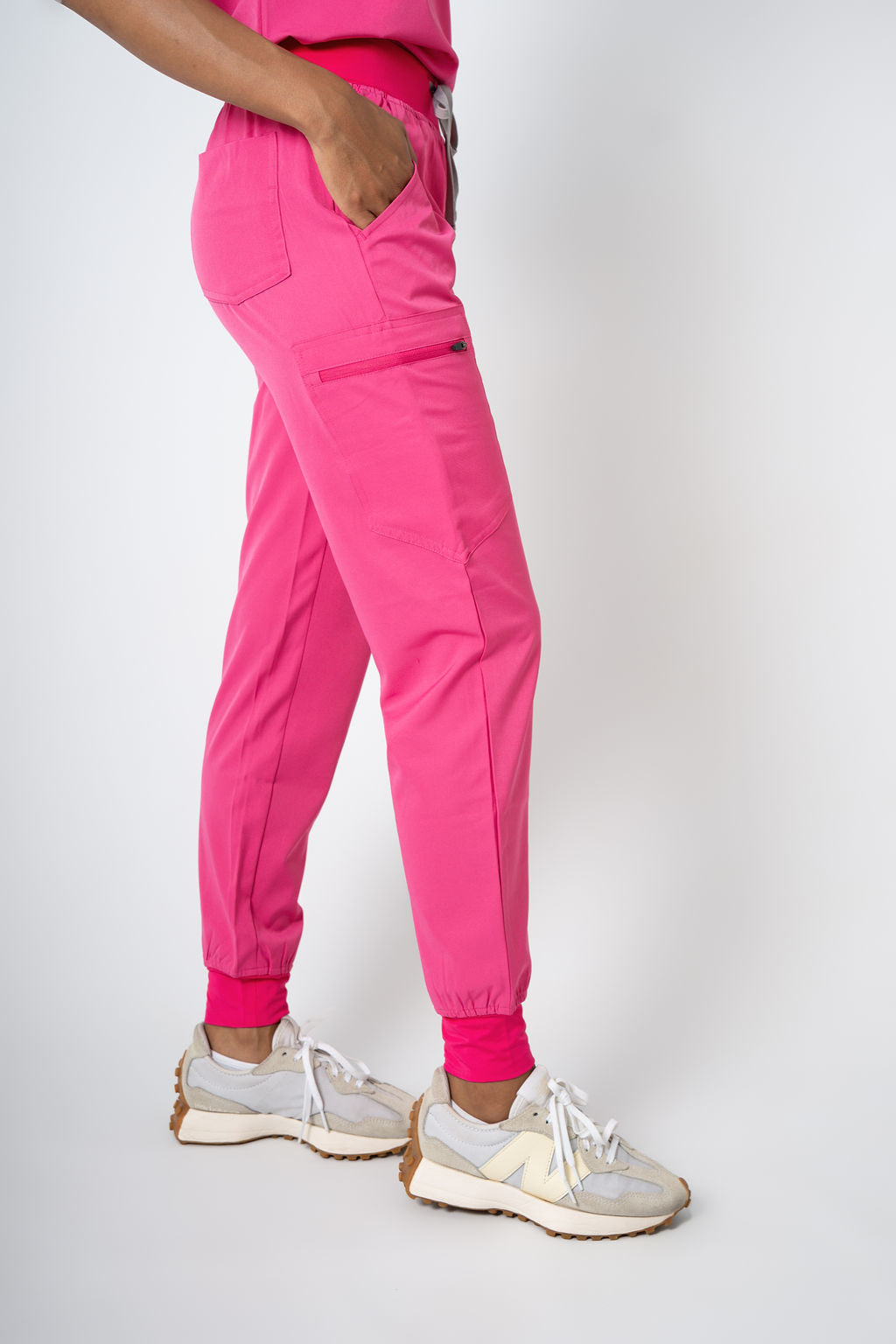 Fuschia EARTHx Ella Three-Pocket Scrub Top and Eva Jogger Set