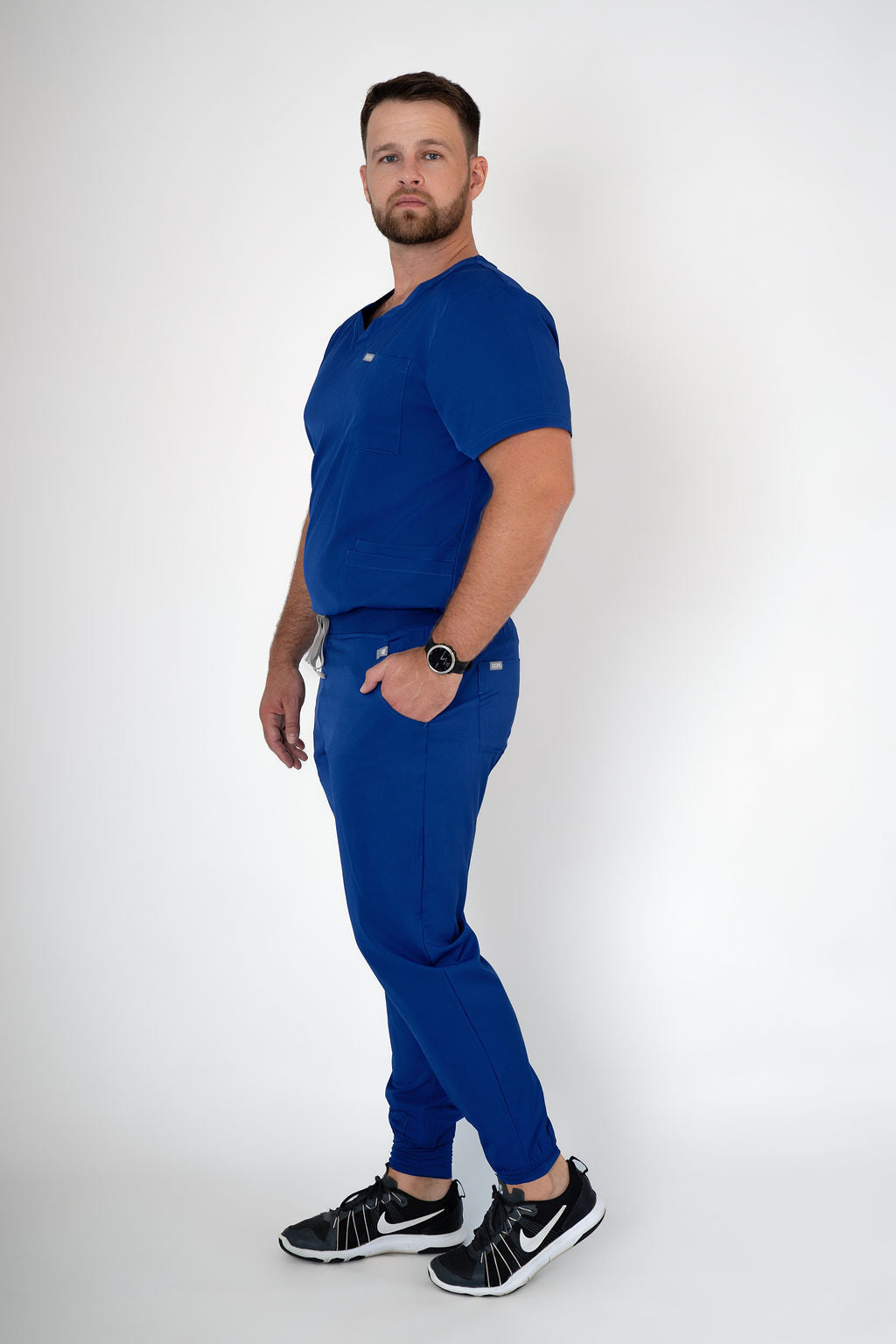 Azure Alex Three-Pocket Scrub Top and Leo Jogger Set