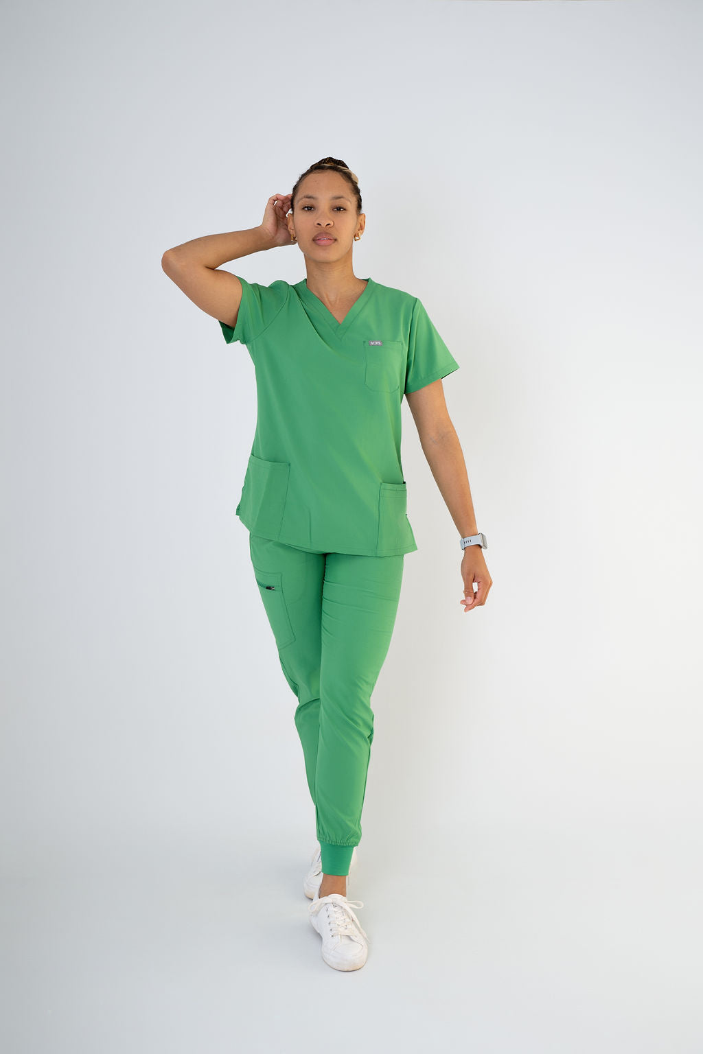 Moss Ella Three-Pocket Scrub Top and Eva Jogger Set