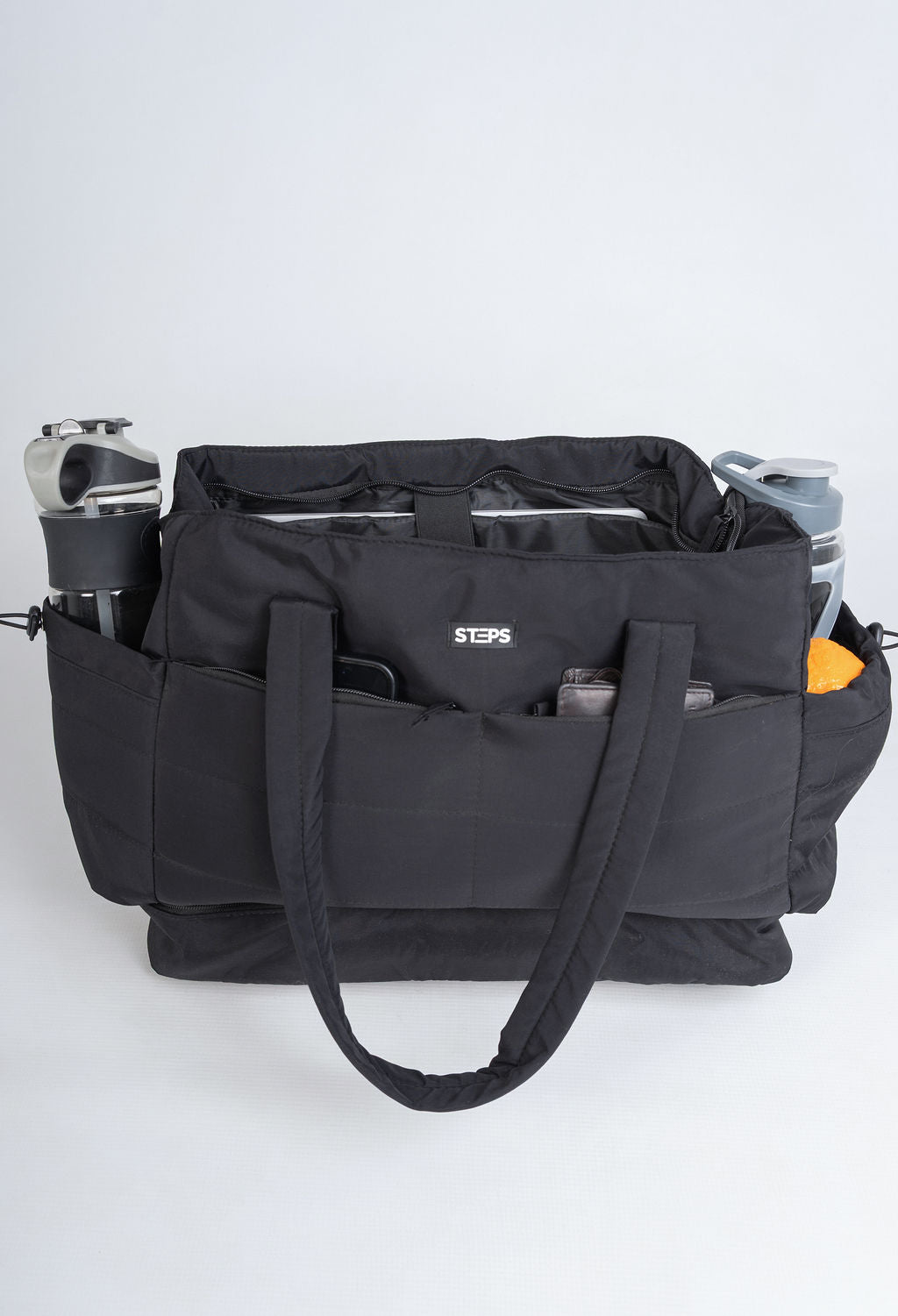 Quilted Tote Bag - Black