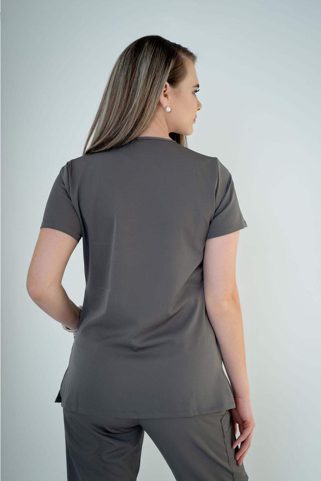 Carbon Ella Three-Pocket Scrub Top and Eva Jogger Set