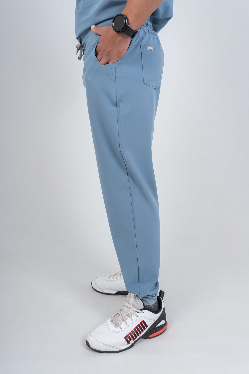 Steel Blue Matteo Three-Pocket Scrub Top and Neo Jogger Set