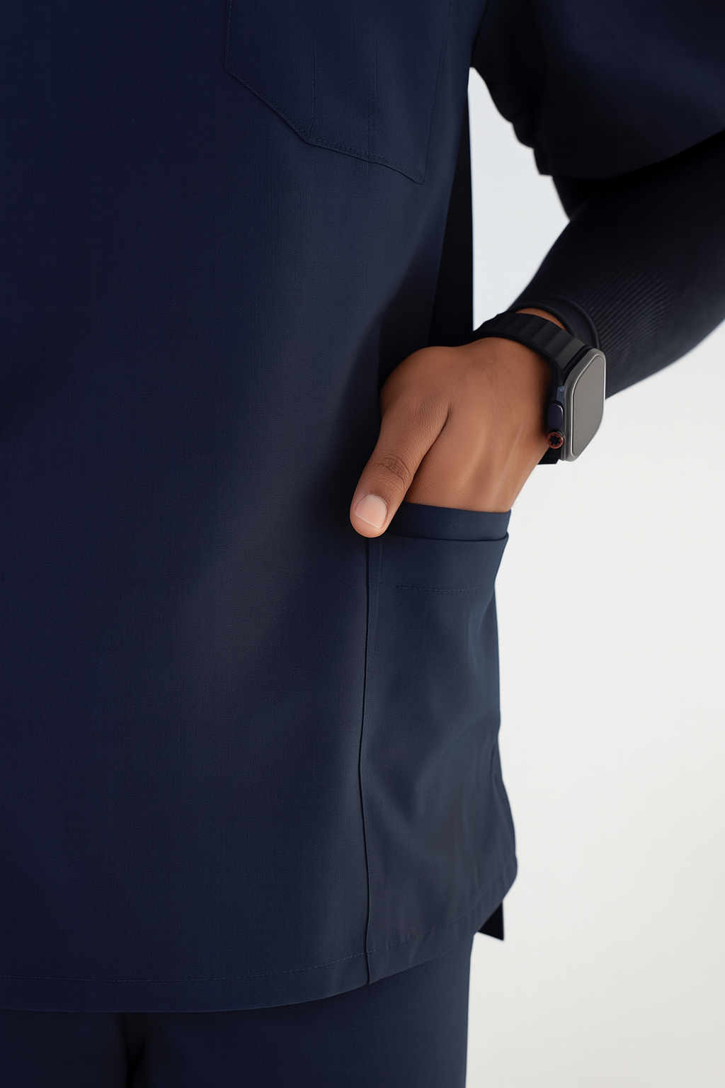 Midnight Navy Alex Three-Pocket Scrub Top and Leo Jogger Set