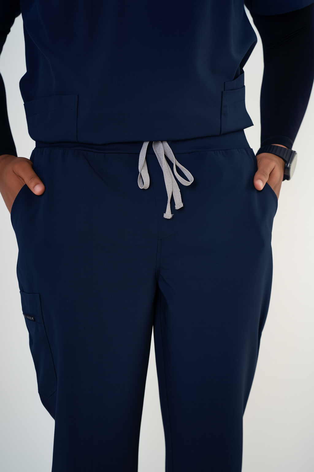 Midnight Navy Alex Three-Pocket Scrub Top and Leo Jogger Set