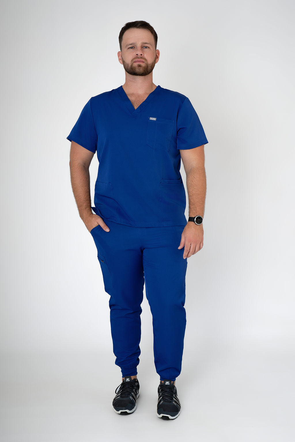 Azure Alex Three-Pocket Scrub Top and Leo Jogger Set