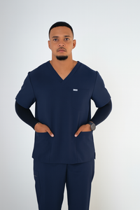 Midnight Navy Alex Three-Pocket Scrub Top and Leo Jogger Set