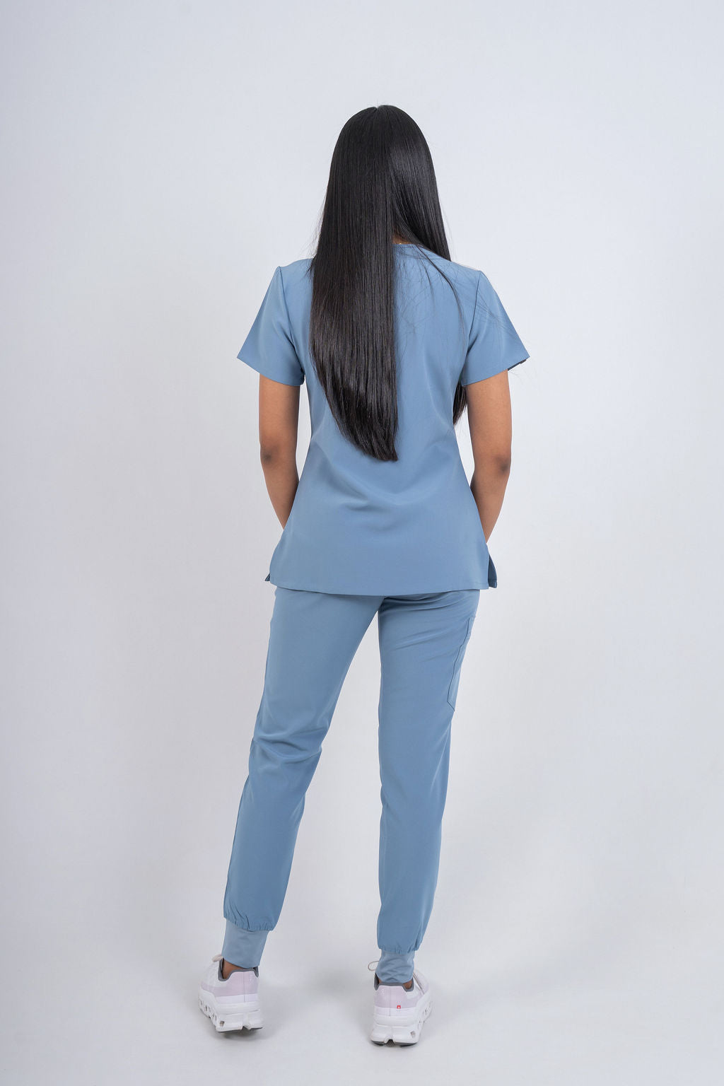 Steel Blue Amara Three-Pocket Scrub Top and Lara Jogger Set