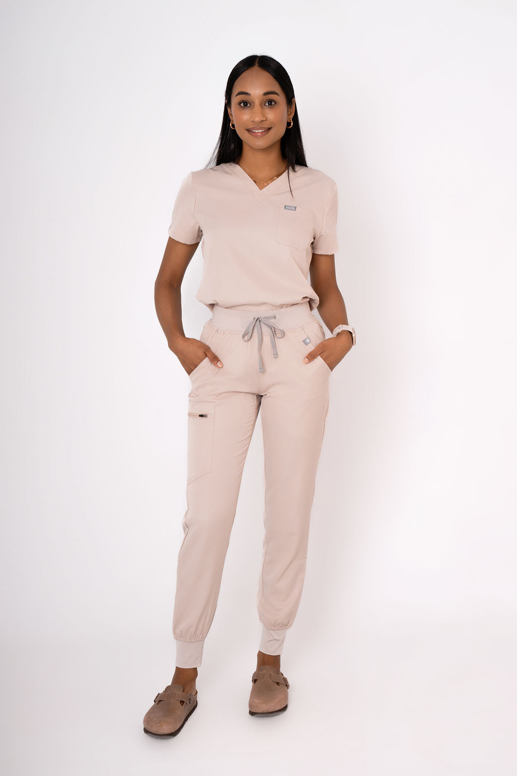 Driftwood Ella Three-Pocket Scrub Top and Eva Jogger Set