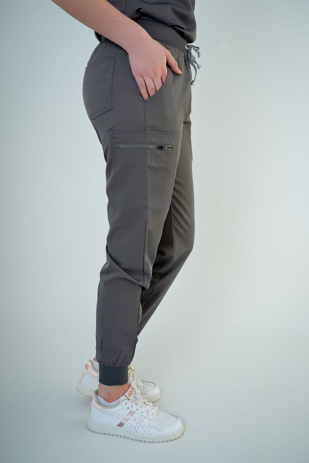 Carbon Ella Three-Pocket Scrub Top and Eva Jogger Set