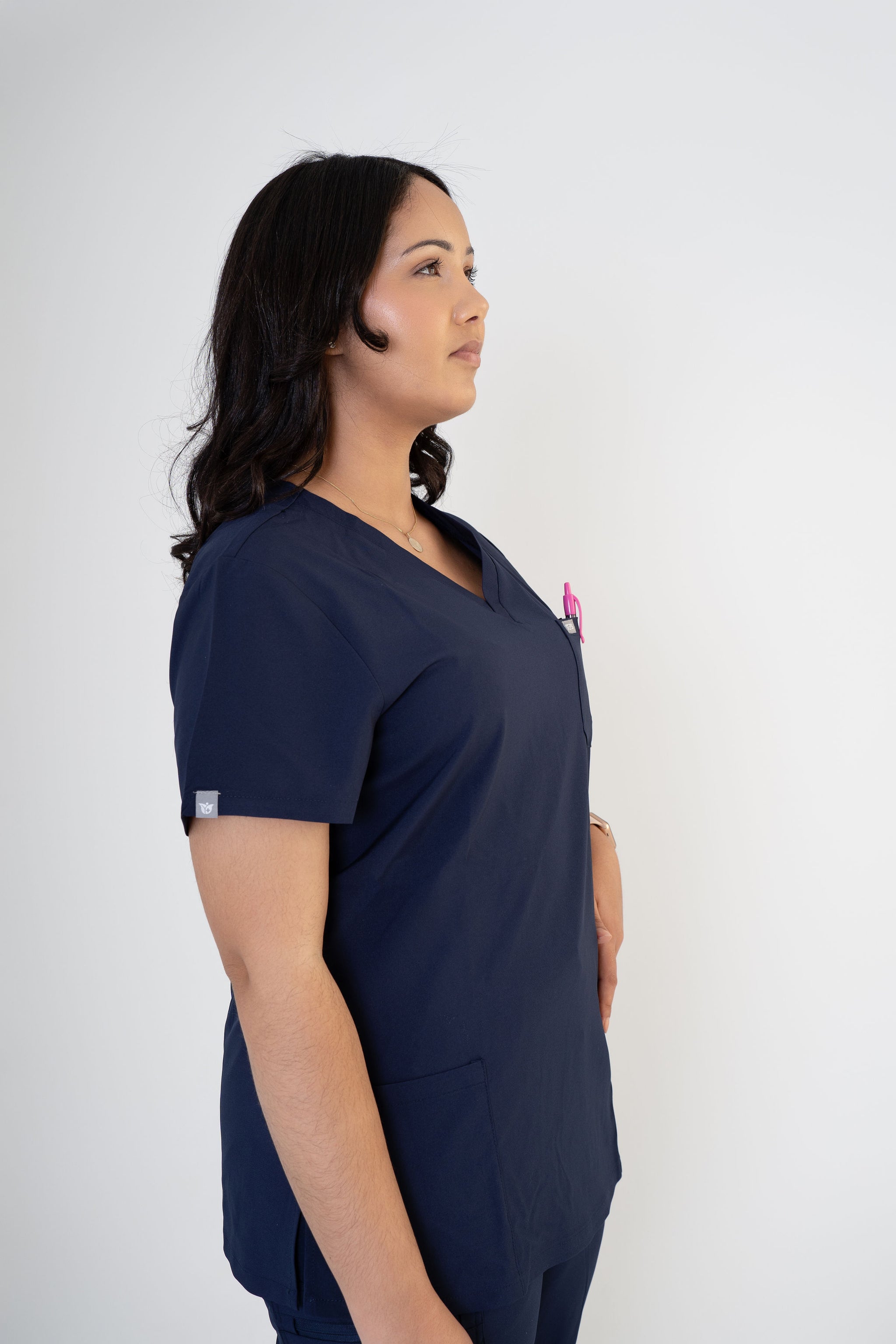 Midnight Navy Ella Three-Pocket Scrub Top and Eva Jogger Set