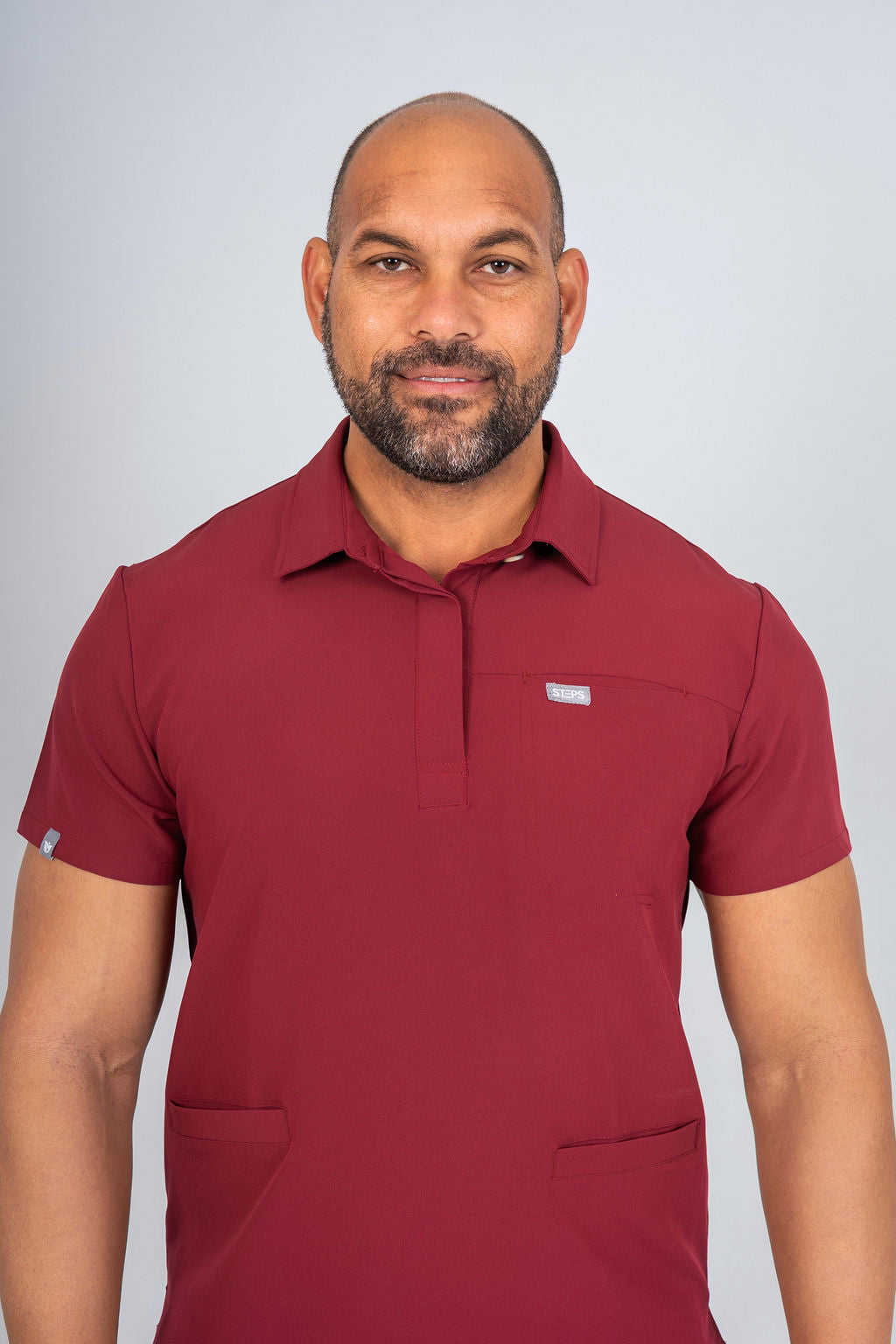 Maroon Matteo Three-Pocket Scrub Top and Neo Jogger Set