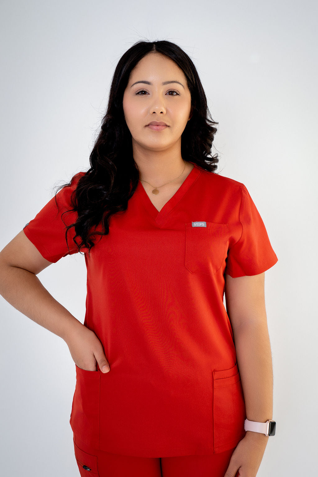 Auburn Ella Three-Pocket Scrub Top and Eva Jogger Set