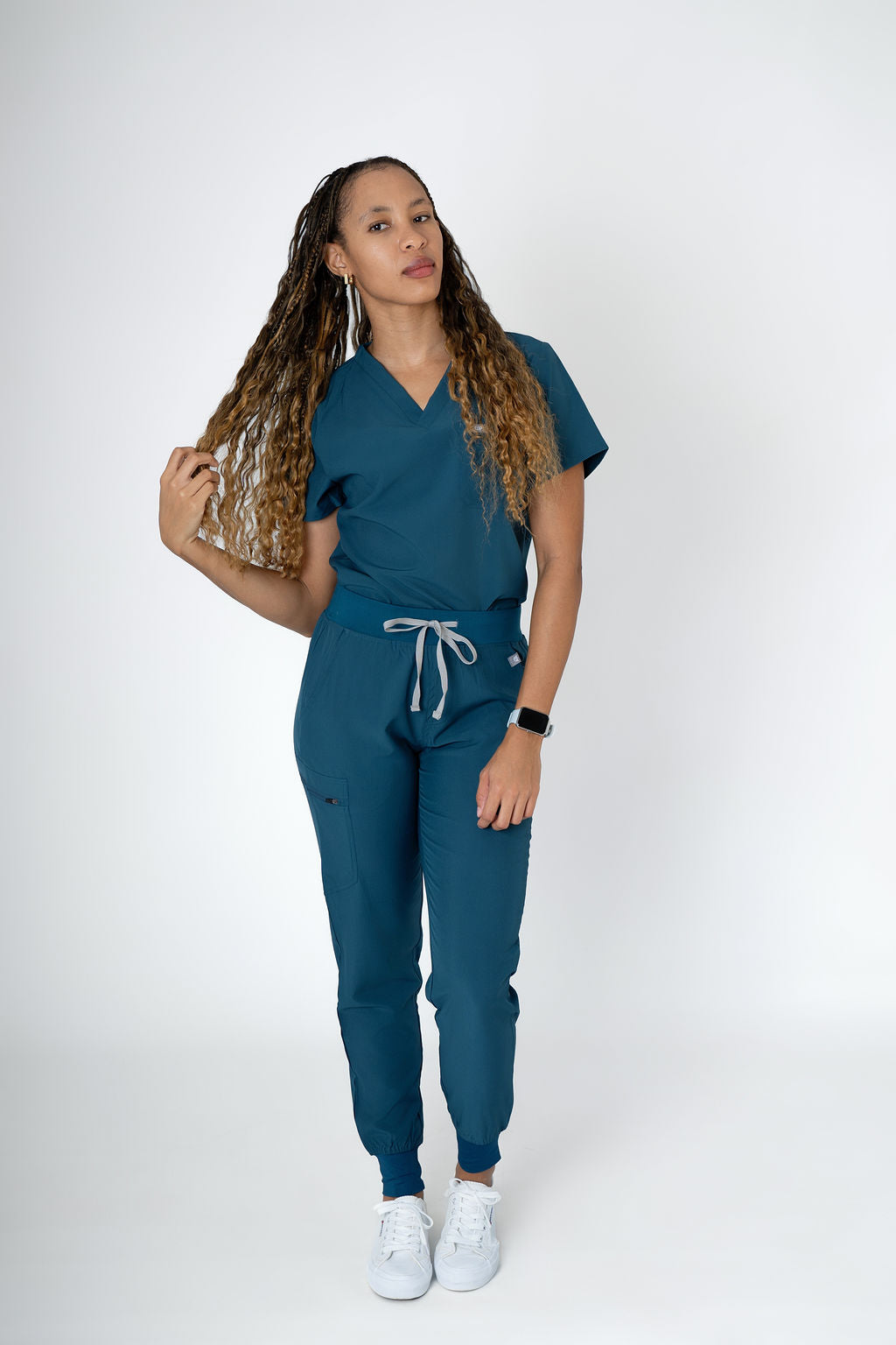 Lagoon Ella Three-Pocket Scrub Top and Eva Jogger Set