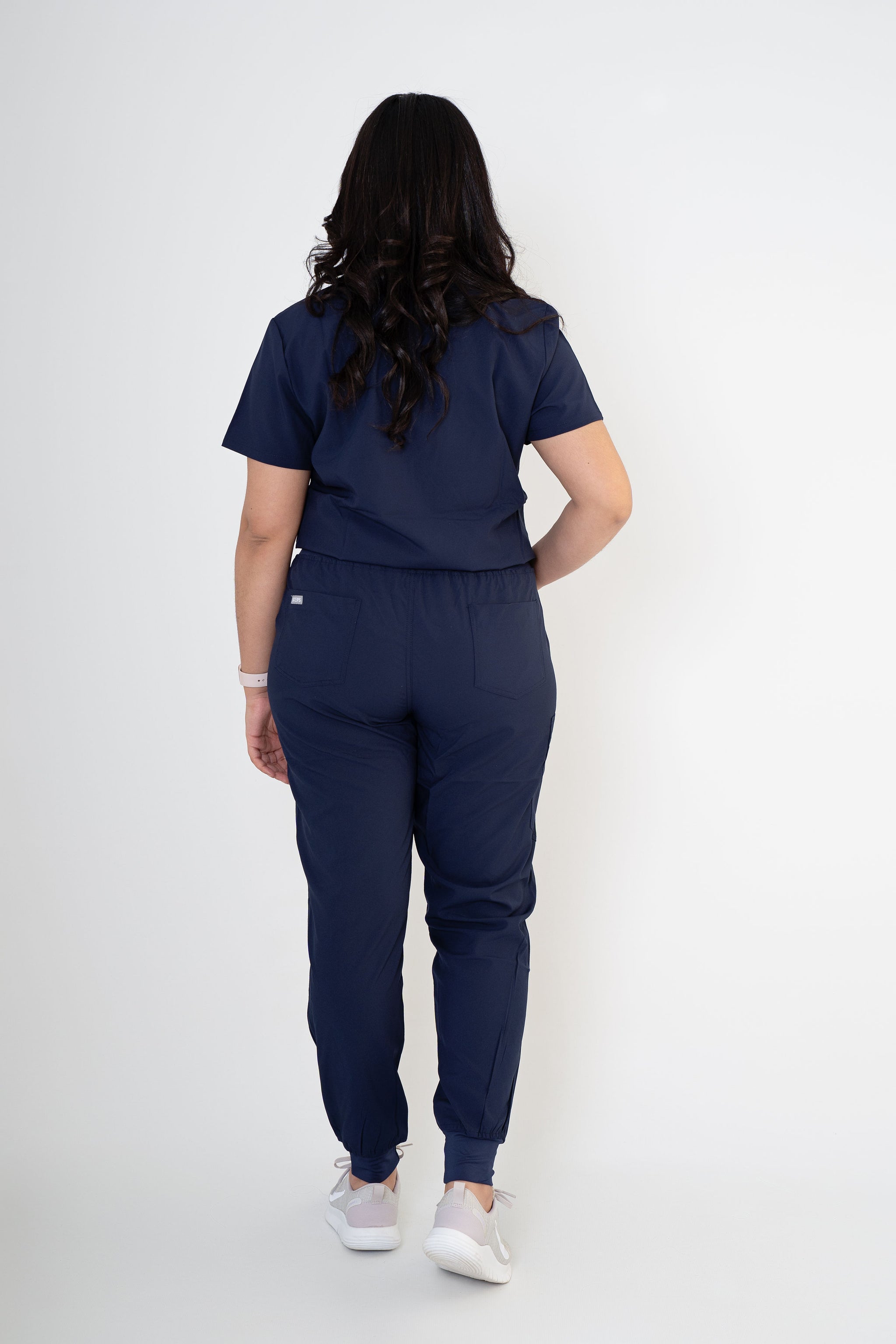 Midnight Navy Ella Three-Pocket Scrub Top and Eva Jogger Set
