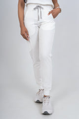 Arctic White Amara Three-Pocket Scrub Top and Lara Jogger Set