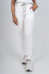 Arctic White Amara Three-Pocket Scrub Top and Lara Jogger Set
