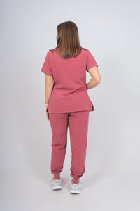 Mauvewood Amara Three-Pocket Scrub Top and Lara Jogger Set