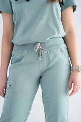 Ocean Mist Ella Three-Pocket Scrub Top and Eva Jogger Set