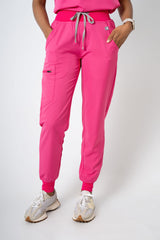 Fuschia EARTHx Ella Three-Pocket Scrub Top and Eva Jogger Set