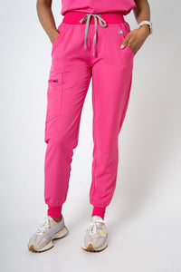Fuschia EARTHx Ella Three-Pocket Scrub Top and Eva Jogger Set