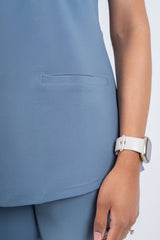 Steel Blue Amara Three-Pocket Scrub Top and Lara Jogger Set