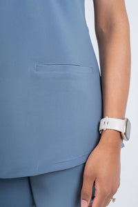 Steel Blue Amara Three-Pocket Scrub Top and Lara Jogger Set