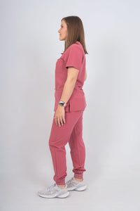 Mauvewood Amara Three-Pocket Scrub Top and Lara Jogger Set
