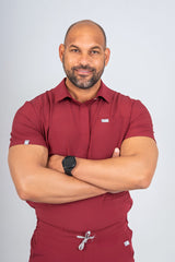 Maroon Matteo Three-Pocket Scrub Top and Neo Jogger Set