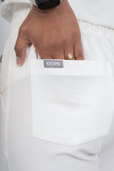 Arctic White Amara Three-Pocket Scrub Top and Lara Jogger Set