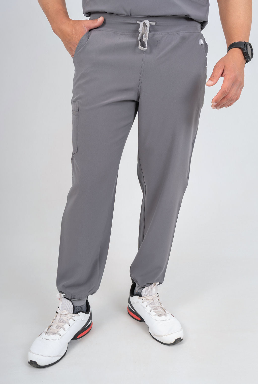 Slate Grey Matteo Three-Pocket Scrub Top and Neo Jogger Set