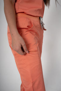 Coral Ella Three-Pocket Scrub Top and Eva Jogger Set