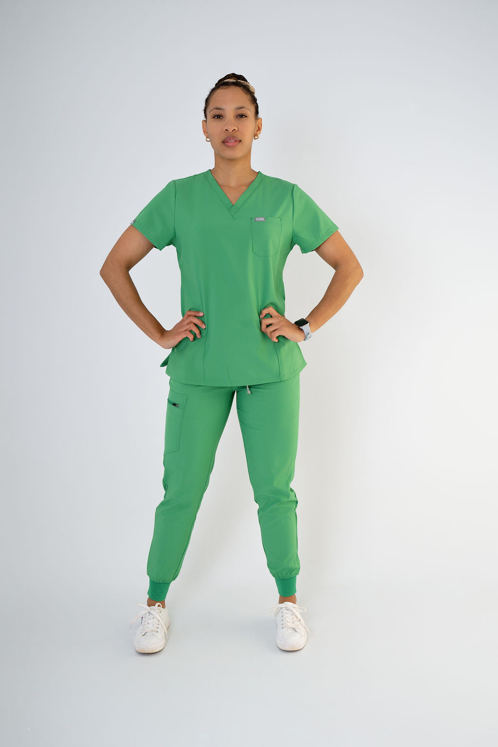 Moss Ella Three-Pocket Scrub Top and Eva Jogger Set
