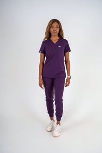 Essential Jane One-Pocket Scrub Top - Purple Jam