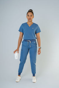 Ozone Ella Three-Pocket Scrub Top and Eva Jogger Set