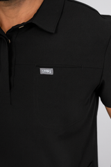 Black Matteo Three-Pocket Scrub Top and Neo Jogger Set