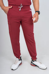 Maroon Matteo Three-Pocket Scrub Top and Neo Jogger Set