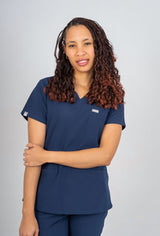 Navy Amara Three-Pocket Scrub Top and Lara Jogger Set